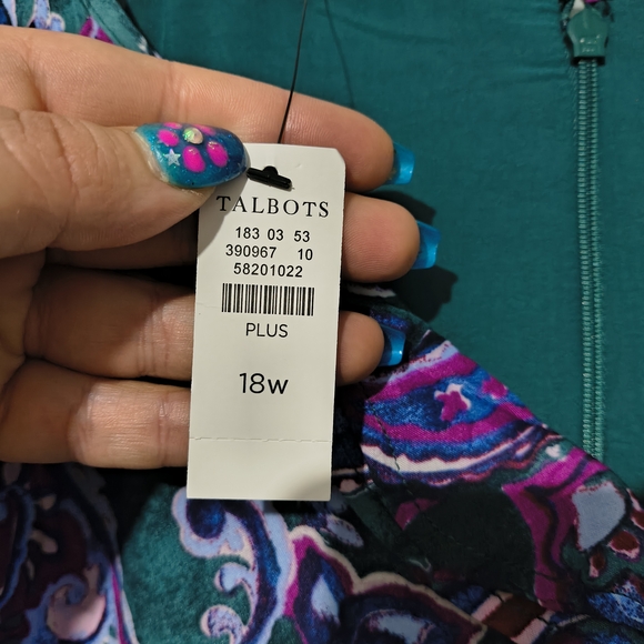 Talbots Purple and Green Paisley Long Sleeve Dress - Picture 8 of 8